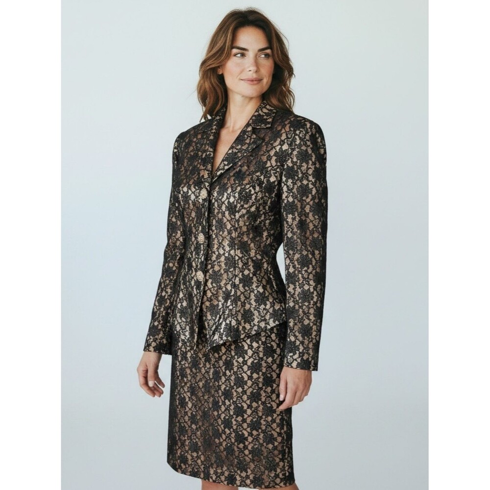 Vintage Susan by Night Black Lace Blazer and Skirt Set